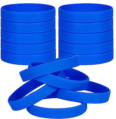 LVNRIDS 30 pezzi Braccialetti in silicone per bambini, braccialetti elastici in gomma per feste sportive Braccialetto Blu