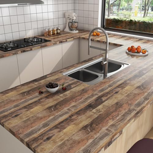 Livelynine Carta Adesiva per Mobili Legno Colorata Pellicola Adesiva per Mobili Cucina Effetto Legno Rustico Cucina Top Tavolo Armadio Porta Lavabile Carta da Parati Adesivi Muro 40CMx2M