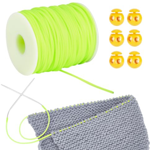 NBEADS 55 metro di Cordoncino per Mantenere I Punti, Cordoncino Da Barbiere per Maglieria con Tubo In Gomma Cavo Da 2 mm con Cordino In Plastica per La Creazione di Gioielli, Giallo Verde