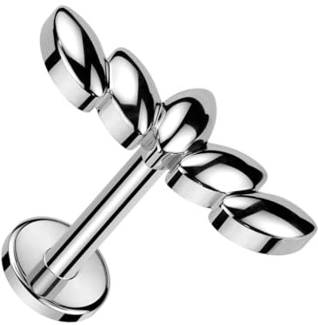 beyoutifulthings Lippen-Piercing 3D Marquise Blätter Gold Silber Piercing-s Lippe Stecker Chirurgenstahl Schraub-Verschluss Stab 6/8-mm lang 1,2-mm