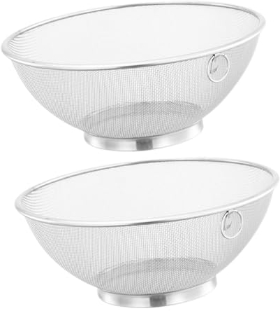 TOPBATHY 2 Pièces panier à riz en acier inoxydable grand panier à linge égouttoir de lavage de fruits panier de vidange cuisine kitchen drain basket paniers à linge filtre crépine en métal