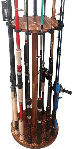 SMMYMGF Angelrutenhalter für Garage, Holz-Angelrutenständer, Bodenständer für bis zu 15 Ruten, Angelausrüstung und Ausrüstung, Angelgeschenke für Männer und Jungen.