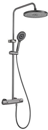 BiaoTeng Colonne de Douche Avec Mitigeur pour Baignoire Gris, Robinet Cascade Sortie d'eau 3 Fonctions Mural, Ensemble de Douche Avec Mitigeur, Gris