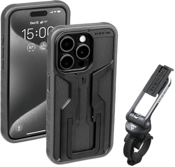 TOPEAK RideCase mit Halterung für iPhone 15 Pro, Schwarz/Grau