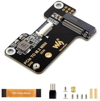 PCIe To M.2 Mini Adapter Board Compatible with Raspberry Pi 5,Supports NVMe Protocol 2230/2242 Size M.2 Solid State Drive,for Raspberry Pi 5 NVMe HAT