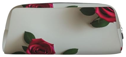 ASPOIJHN Roses vielseitiges Leder-Federmäppchen, stilvolle Aufbewahrungstasche für Schule, Büro, Schreibwaren, Kosmetiktasche, Münzen-Organizer, silber, Einheitsgröße, Krawattenetui