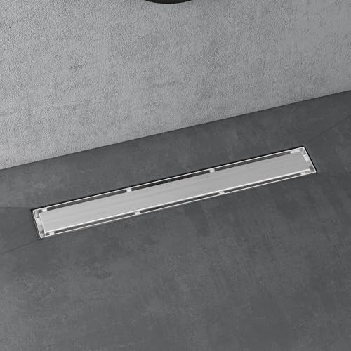 doporro Komplettset Duschrinne 60 cm aus Edelstahl, Bodenablauf in Chrom | Design Duschrinne Dusche Duschablauf mit Gruchstop und Haarsieb befliesbar Duschabfluss KE110