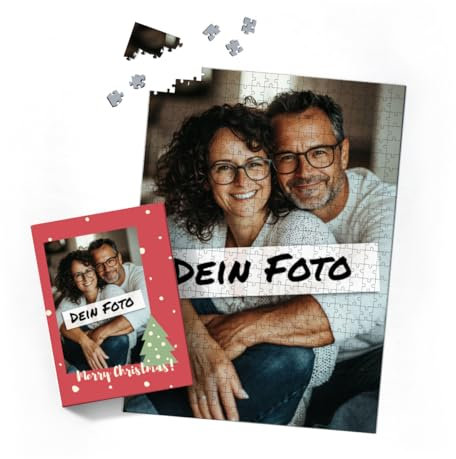 Fotopuzzle mit eigenem Bild - Fotopuzzle selbst gestalten 500 Teile Hochformat - Schachtel Merry Christmas - 500 Teile Puzzle mit Foto - Geschenk Weihnachten MerryChristmas 500 Teile Hoch