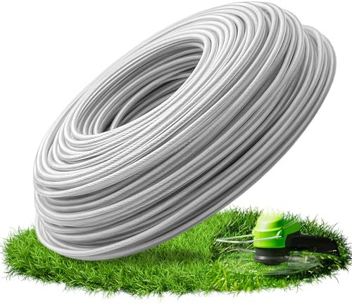 Fil Debroussailleuse 3mm Renforce, 40M Fil de Coupe Ligne de Coupe Herbe, Fil pour Debroussailleuse en Acier, Fil de Débroussailleuse pour Jardin de Mauvaises Herbes