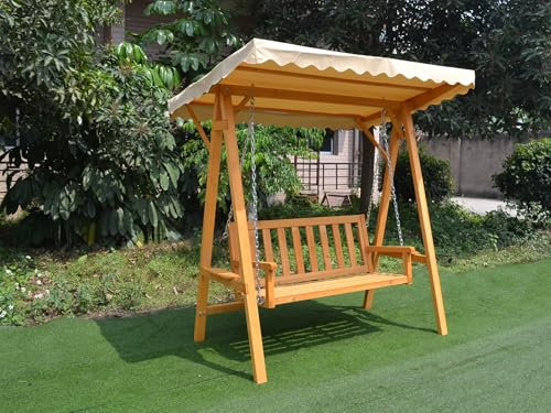 Mucola Hollywoodschaukel 188x161x88 cm Gartenschaukel Holz Hängeschaukel mit Sonnenschutz Schaukelbank Relaxschaukel Terrassenschaukel