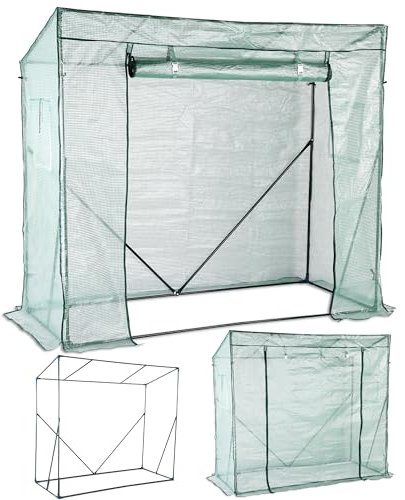 TOM Foliengewächshaus Folientunnel stabile 140g/m² extra langlebig – Wählen Sie aus 2 Größen: 1,6m2 / 0,8m2 Gewächshaus mit 4 Erdankern – Stahlrohrkonstruktion – für Tomaten & Co. (Grün, 1,6m2)