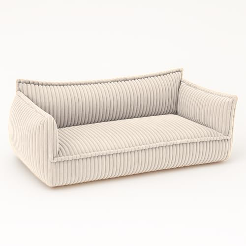 chilly pilley Sofá Infantil De Pana, Cómodo Sofá Infantil con Estampado De Canalé (Crema)