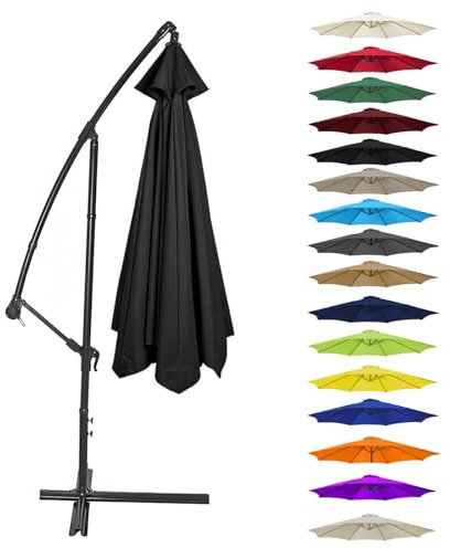 Auvent De Rechange Pour Parasol Déporté De 200/230/250/270/280/300/350 Cm Pour Parasol À 6/8 Baleines(Black,8 RIBS: 350CM/11.5FT)