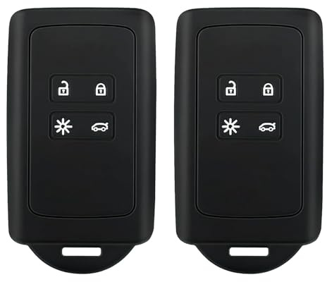 2 Pièces Étui en Silicone Souple pour Porte Clef Voiture Renault, Etui Carte Renault, Compatible avec Renault Clio, Espace 5, Master Bus, Talisman, Megane, Scenic, Kadjar, Noir
