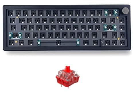 Giwnhvx GMK67 Tastiera Meccanica Personalizzata con Interruttore Rosso Kit FAI DA TE Hot Swap RGB Retroilluminazione Nero