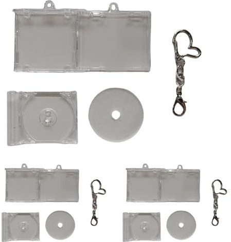 5 Piezas Mini álbum Shell Cajas de DVD en Blanco Mini Llavero de contenedores de CD Cubiertas de DVD Transparentes Mochila Llavero de Casos de CD Llavero Mini CD el plastico (B)