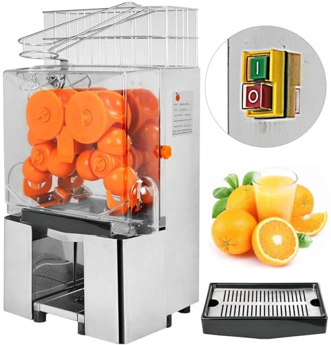 ERSINIAN Extracteur de jus Professionnel 110 V, Presse-Agrumes 120 W, Machine à jus d'orange électrique avec Filtre extractible et 2 seaux de récupération.