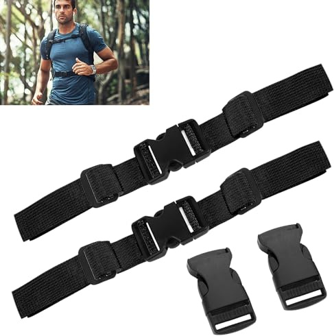 2 Stycken Justerbar Bröstrem för Ryggsäck, 2,5 cm Bröstrem för Ryggsäck, Halkfri Väv med 2 Extra Snabbspännen, Universal för Alla Ryggsäckar, för Jogging, Vandring, Utomhusresor