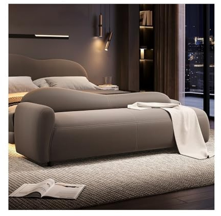 WFchenj222-6 Ottomane fürs Schlafzimmer Schlafzimmer Nachttisch Hocker Sofa Chaiselongue Kleine Wohnung Bank Creme Stil Einfache(Coffee,Mittel)