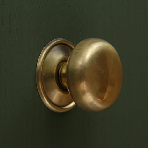 UNDERGROUND PARTS Aged Unlacquered Solid Brass Oxford Round Cabinet Knobs Kitchen Door Handles Drawer Pulls (40mm)