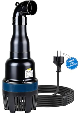 EXLECO Bomba Sumergible Tubular 16000 L/H 75W – Bomba de Agua Achique para Estanque Exterior, Autocebante Centrífuga con Cable de 10m – Ideal para Circulación, Filtración, Achique y Uso en Jardín