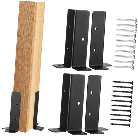 NIYANGLE 4 Sets Heavy Duty Carbon Steel Pergola Post Base Brackets for Deck Railing Fence Post Repair Stakes Kit Mail Extender Support for Wooden Fence Mailbox and Pergola Stability