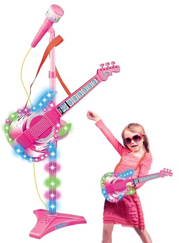 E-Gitarre und Mikrofon-Set für Kinder – Musikspielzeug | E-Gitarre mit Mikrofon, Musikspielset, Klangspielzeug | Musik Lernen, Party, Geschenk, kreative Freizeit
