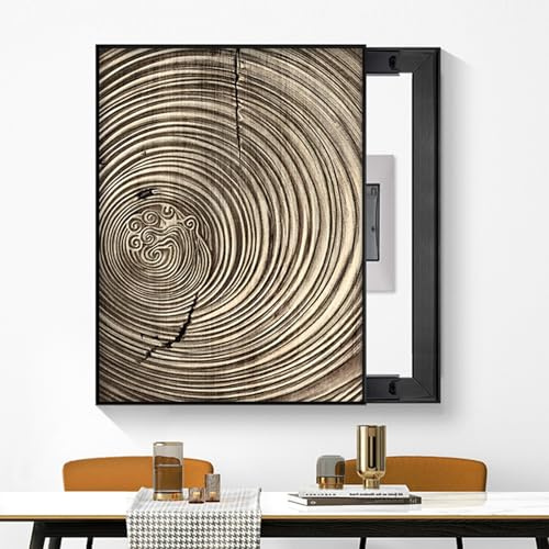 Cache-Tableau Électrique Décoratif - Style RéTro Minimaliste, Motifs géométriques, Installation Facile, pour Salon et Chambre D 40x50cm