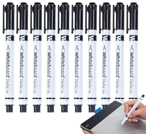 Senermter Whiteboard-Marker,10 Stück Whiteboard Stifte Mit Radierer | 0,5mm abwischbare Marker mit Radierer,für Lehrer, Schulen, Vorschulen, Kindergärten & kreative Aktivitäten
