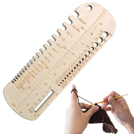 Sock Ruler for Knitting - Rectangle Yarn Wrap Guide Board, Wooden Crochet Gauge | Wood Knitting Accessories for Sewing Lovers, Beginners, Professionals, Sock Sizing Tool, Yarn Measuring, Needle Gauge