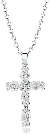 BodyBonita Silver CZ Crucifix Cross Pendant Necklace Chain for Women StyleA