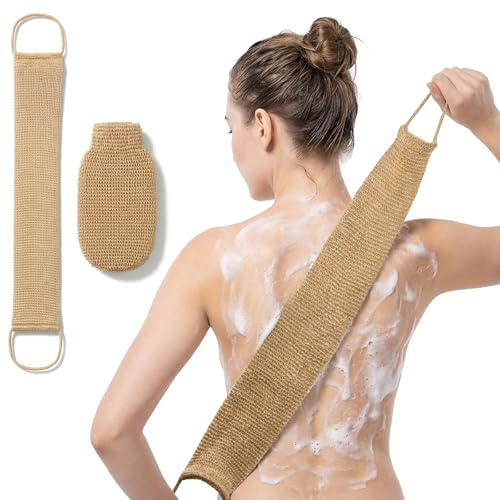 Rückenschrubber Peeling für Dusche 2er Set Exfoliating Gloves Peelinghandschuh Rückenbürste Rücken Waschen Back Scrubber Rückenwaschgurt Rückenwaschtuch Peeling Exfoliating Schwamm