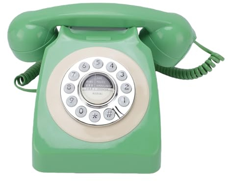 Dpofirs Telefono Fisso retrò, Telefono con Filo Vintage a Pulsante con Funzione di Ricomposizione e Connettore RJ11, per Casa di Cura, Ufficio Domestico (verde scuro)