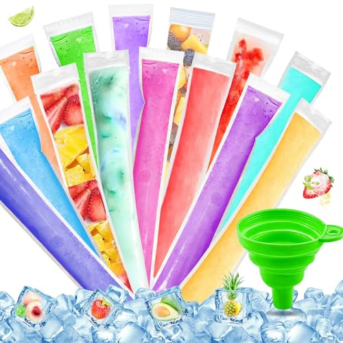 Sacs de glace, 300 pièces de moules à glaçons, poches pour sucettes glacées, sacs de glace réutilisables, sachets pour popsicles faits maison, DIY, bâtonnets glacés, jus, yaourt, 5,5 x 28 cm