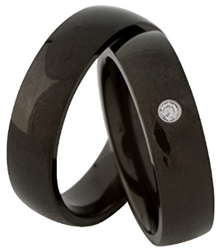 Juwelier Schönschmied - Unisex Partnerringe Freundschaftsringe Eheringe Kripton Edelstahl Zirkonia 124HDac - Kostenlose Wunschgravur mit AMAZON KONFIGURATOR online gestalten!