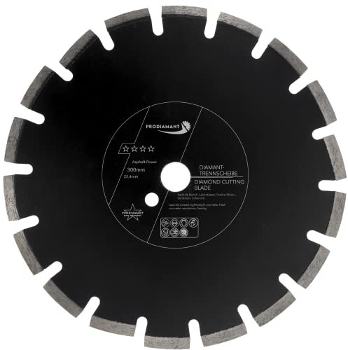 PRODIAMANT Disco de corte diamantado 300 mm x 25,4 mm abrasivo para asfalto, solado, hormigón ligero, hormigón fresco, arenisca y arcilla refractaria