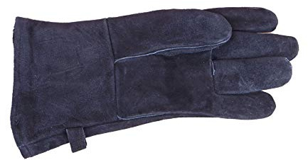 Kaminhandschuh Leder TermaTech schwarz Handschuh links mit TermaTech-Logo