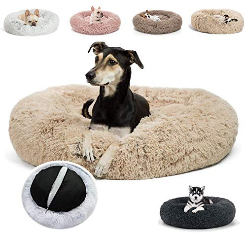 JRUI hundekörbchen für mittelgroße Hunde,waschbar hundebett katzenbett hundekissen, Rund Plüsch hundesofa katzenkissen flauschig