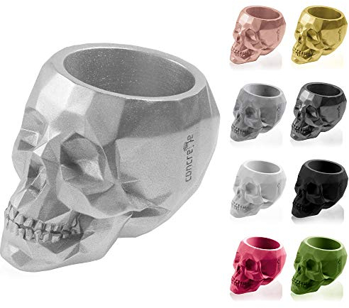 CONCRETTE Blumentopf Blumenkübel Zement-Pflanzkübel Übertopf aus Beton Skull Low-Poly Ø 5 cm/Ø 7,6 cm/Ø 11 cm/Ø 24 cm | 17 Farben