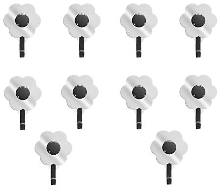 Kochblume 1-3-5-10er Set | Haken S, L, Wandhaken, Küchenhaken, Mehrzweckhaken, Schlüsselhaken | In der bunten Box (Chrom-schwarz, 10er Set S)