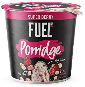 FUEL10K High Protein Super Berry Porridge Oat Cereal Pot, 70 g (Pack of 8)