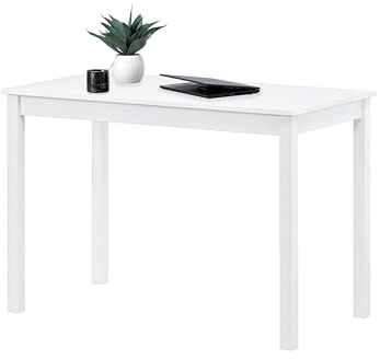 hagge home Skandinavisch Holz Schreibtisch - Kleiner Tisch, Esstisch, Computertisch, Küchentisch, Office Desk, PC Tisch, Homeoffice, Esszimmertisch, Wohnzimmertisch, Arbeitszimmertisch - 110x60 Weiß