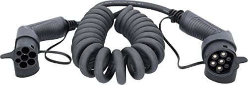 KS Tools 117.7385 efuturo link Spiral-EV-Ladekabel Typ 2 | 22 kW | 400 V dreiphasig 32A | Typ 2 auf Typ 2 | 5 Meter | Kompatibel mit: AIWAYS U5, AIXAM CITY, COUPE, ALFA ROMEO TONALE, AUDI A3 Allstreet, A3 Sportback, A3 Sportback, A4 B5 Avant