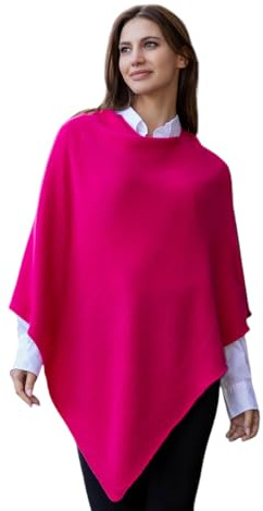 Marenza poncho av kashmirblandning för kvinnor, tillverkad i Italien, fuchsia, one size