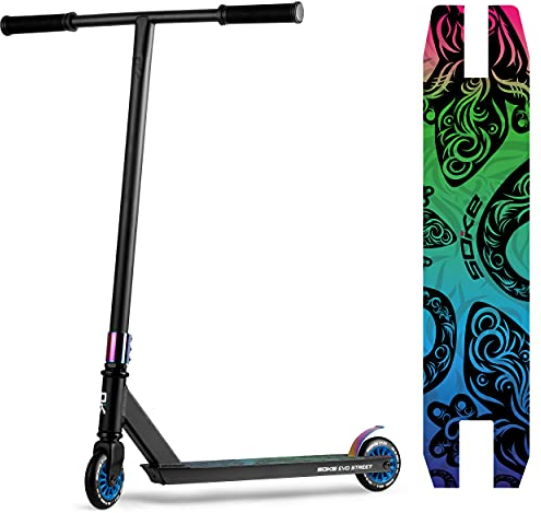 Stunt Scooter SOKE PRO Street Neo | Chrome Kickscooter mit ABEC 9 | Kugellager Tretroller Roller Erwachsene und Kinder SOKE | Verschiedene Designs Wählbar | Größe: 100x24 mm