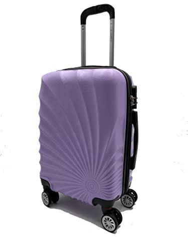 R.Leone Valigia da 1 pezzo Fino a Set 4 Trolley Rigido grande, medio, bagaglio a mano adatto Ryanair 55x40x20cm e beauty case 8 ruote in ABS 2092 (Lilla, S Bagaglio a mano)