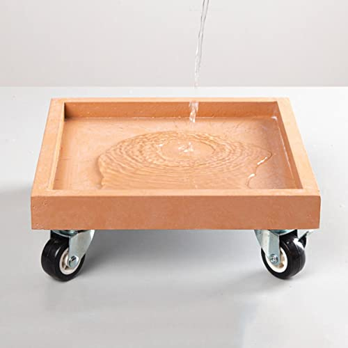 TXTC Quadrato/Rotondo Sottovaso con Ruote Contenitore per Piante da 50 Cm 60 Cm, Fioriera Mobile -Ruote Girevoli Facili da Spostare, Carrello Porta Attrezzi per Fioriere da Giardino