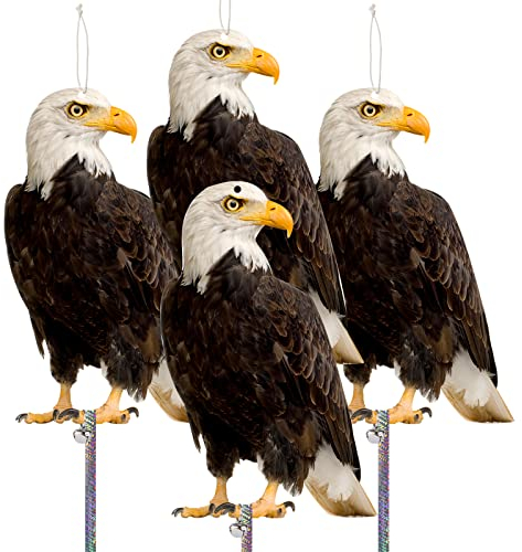 Kungfu Mall Pigeon Scarer, Bird Deterrent with Repellent Tape, Seagull Devices, Hawk Decoy to Scare Birds Away from Garage Home Roofs Ponds 4PCS