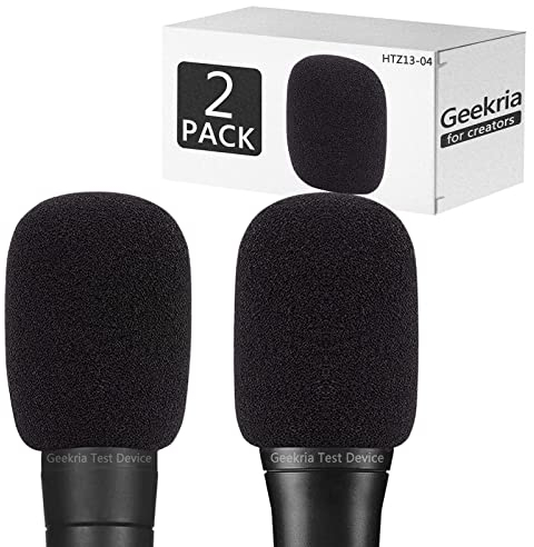 Geekria Creators Lot de 2 Pare-brises en Mousse compatibles avec Shure SM48, SM58LC, Beta 57A, Beta 58A pour Microphone Anti-Pop Protection Contre Le Vent, Filtre en Mousse éponge (Noir/Lot de 2)