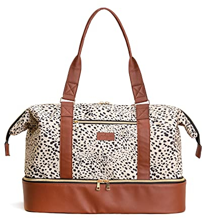 Jadyn Florence Strukturierte Duffle Bag, Weekender Bag für Damen, Handgepäcktasche für Übernachtung und Wochenendreisen, großes Fassungsvermögen von 45 Litern mit Tragegriffen, 45L, Florence Duffle